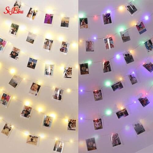 1-10M LED Picture Photo Clips Bright Fairy String Lights Wedding Mariage Party Light Valentines Day Wall Decoration Lights 5z