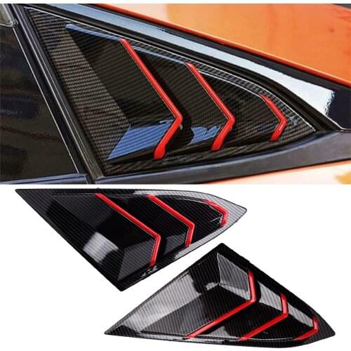1 Pair Rear Quarter Side Window Scoop Louver Air Vent Cover Trim Fit for Honda Civic 2016-2018 2019 2020 Carbon Fiber Style Red