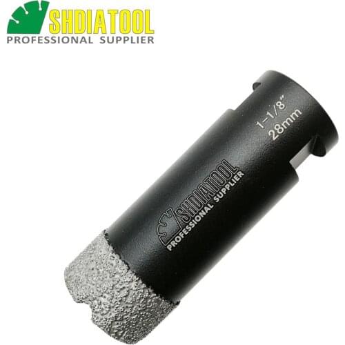 SHDiatool 1pc 1-1/8" Vacuum brazed diamond Dry drilling bits with 5/8-11 thread Dia 28mm porcelain tile granite marble hole saw