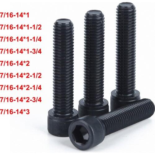 1pcs Grade 12.9 Carbon Steel BSW 7/16-14 Thread Hexagon Hex Socket Cup Head Screws Allen Bolts Length 1 inch to 3 inch