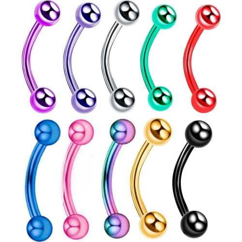 10pcs/lot 3mm Ball Eyebrow Piercing Stainless Steel Curved Barbell Helix Earring Lip Ring Nipple Rings Body Jewelry