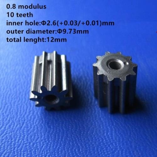 10pcs/lot Metal Gear 0.8 0.8 Modulus 10 Teeth Inner Bore 2.6mm Small Modulus Gear