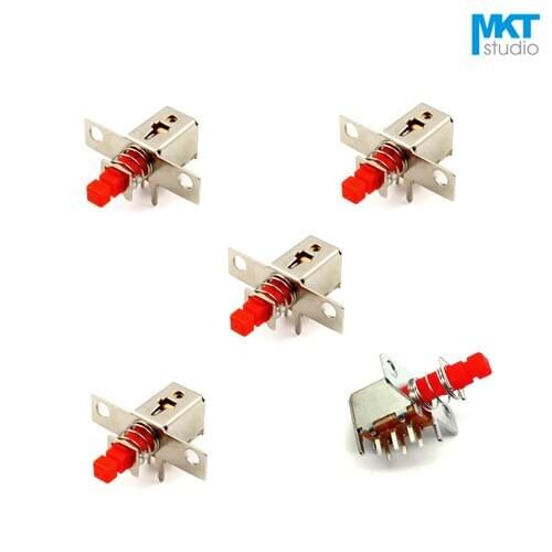 100Pcs A03 6 Pins Red/Blue Button Latch Micro Mini Push Button Electronic Switch With Screw Holes Flange