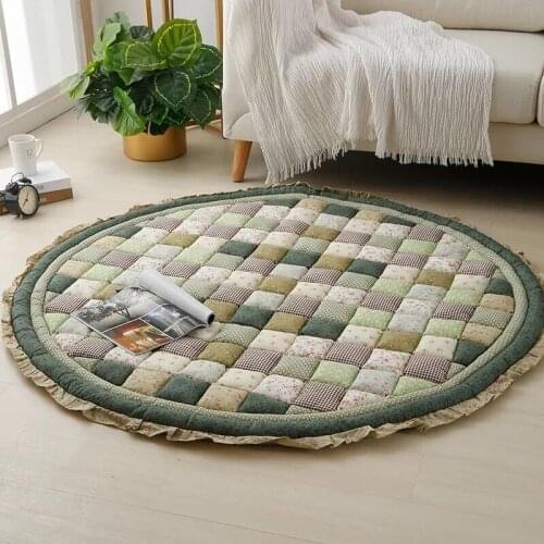 140cm Cotton Reto Green Flower Round Bohemia Rug Doormat Mug Floor Rug Carpet Room Kids Doormat Mats