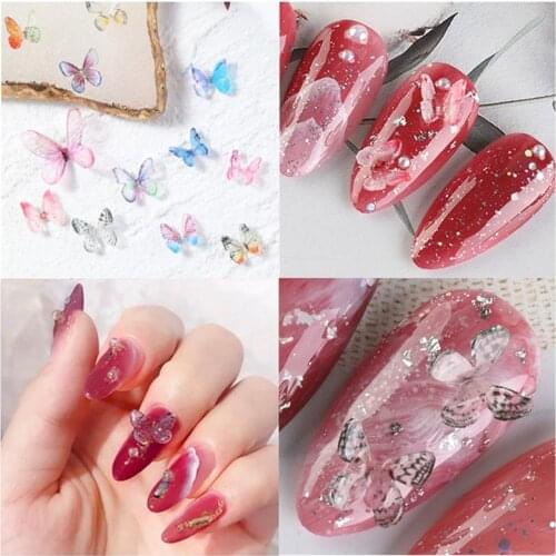 24PCS Nail Charm Fashion 3D Butterfly Decorative Resin Nail Stud Nail Art Decor For Jewelry Accessoires Rivets for Women Girl