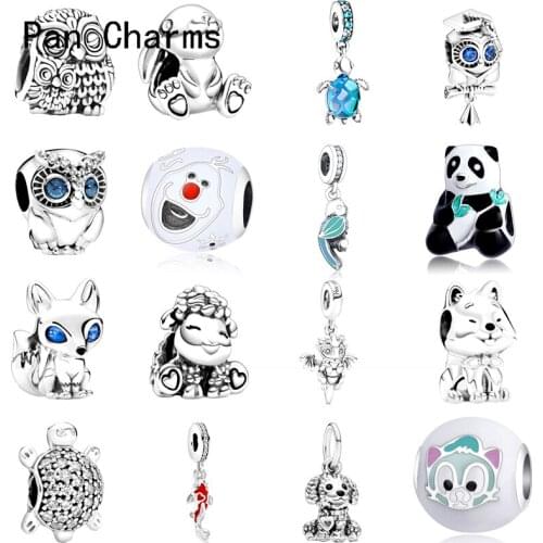 925 Silver Color Green Warbler Pendant Colorful CZ Bird Animal Charms Fit Original Pandora Charm Bracelets Bangles DIY Jewelry