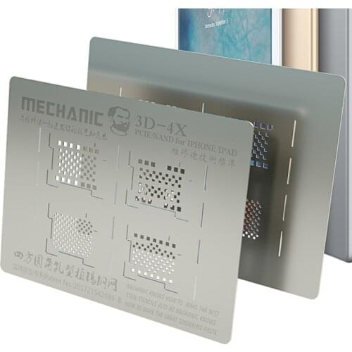 MECHANIC 3D BGA Reballing Stencil for iPad iPhone XR/XS/X/8/7/6S/6/5 Hard Disk NAND PCIE Planting Tin Template Soldering Net