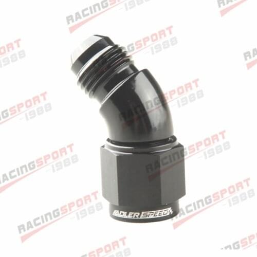 4AN AN4 -4AN Female To Male 45 Degree Full Flow Union Adapter Fitting Black