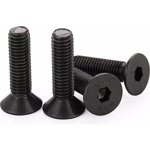 50PCS M5 Black 10.9 Flat Head Screw Countersunk Hex Socket Cap Bolt M5*20/25/30/35/40/45/50mm