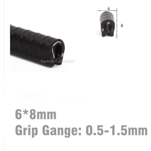 6*8mm Black Car Protector U-shaped Rubber Auto Door Noise Insulation Anti-Dust Soundproof Sealing Strips Trim