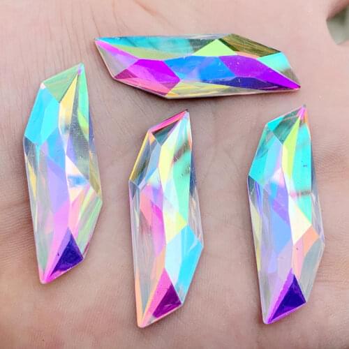 8pcs 14*45mm Glitter Crystal AB S-shape Resin Rhinestone Applique Flatback Face Crystal Strass Non Sewing Stones for Crafts