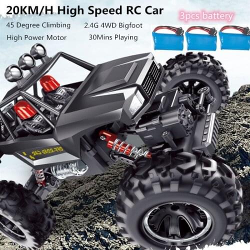 2.4G 4WD Off-road Climbing Crawel Bigfoot Car Toy Independent Shock Absorption Buggy Truck Exhaust spray Alloy Racing Car Gifts