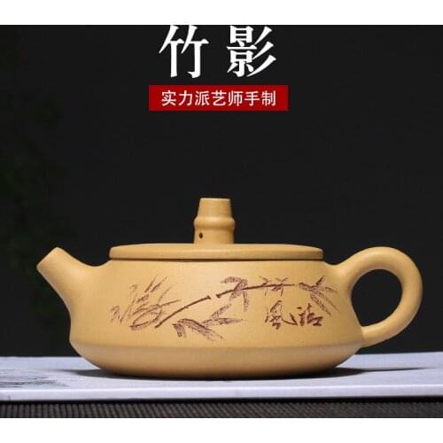 Zisha Shipiao pot for sale tea set yuzhongsha wholesale raw ore section mud bamboo shadow Zisha pot all hand-painted