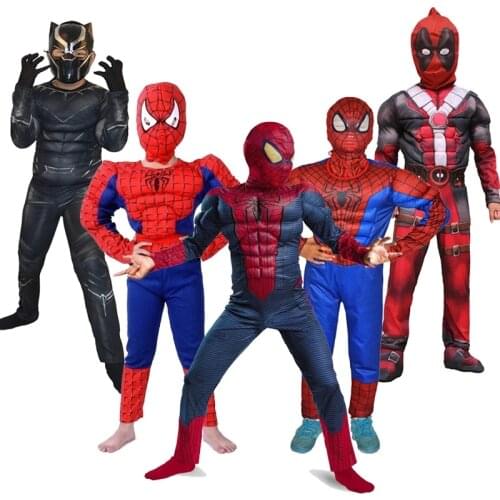 Childrens Spider-Man Hulk Iron Man Captain America Superhero Costume Kids Halloween Avengers Cosplay Jumpsuit
