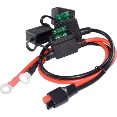 Dual Positive/Negative ATC Style Fuse Holder, with Ring Terminals, with Anderson Powerpole Connectors, Wire 10 Gauge 2 ft