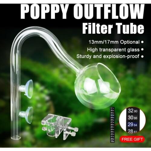 Aquarium filter Popy Lily Pipe Outflow Tank Canister Aquarium Plant Glass Pipe with 2PCS Suction Cups Acrylic Clamp 13 17mm Pipe