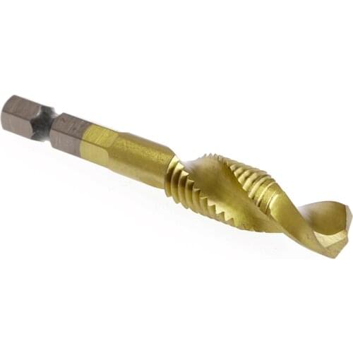 6 Pcs/Set HSS4241 Titanium Coated Drill Bits Hex Shank Spiral Tap M3-M10