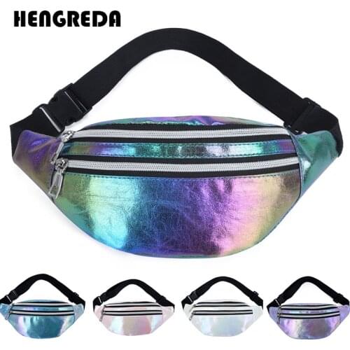 Holographic Waist Pack Fanny Hip Bum Banana Bag Laser Hologram Waistbags 2020 Traver Pouch Money Phone Holder Women Belt Bag