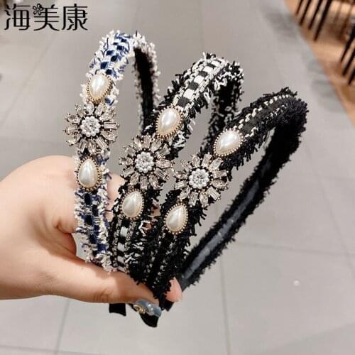 Haimeikang Korean version Pearls Headband Women Hair Accessories Hair Band Burrs Retro Head Hoop Girls Party Catwalk Headwear
