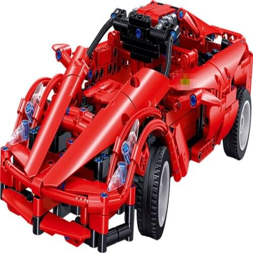 589Pcs QL0431 Building Block Technology Series Red Sports Car Model Childrens Puzzle Assembling Small Particle Toy Gifts