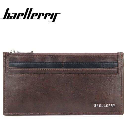 Baellerry Men Wallet Vintage Long Style Wallet High Quality Card Holder Male Purse PU Leather Cell Phone Bag Case Clutch For Men