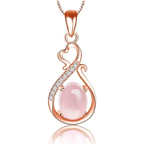 Popular 925 Silver Mosaic Pink Crystal Round Dangle Pendant Trendy Fashion Charm Jewelry Accessories Gifts for Her Women