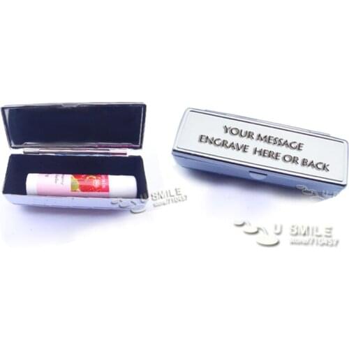 FREE Personlization Lipstick Mirror Cases Metal Lipstick Holder Case Silver Color 1000X Drop Shipping