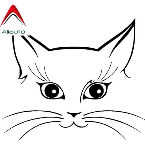 Aliauto Personality Cute Car Stickers Cat Face Vinyl Automobile Styling Decorative Decal Accessories Black/Silver,14cm*12cm