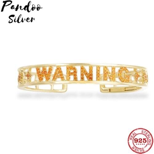 Fashion Charm Sterling Silver Copy 1:1 Copy,Silver 'WARNING' Orange Bracelet Women 2021 Jewelry Gift With Logo
