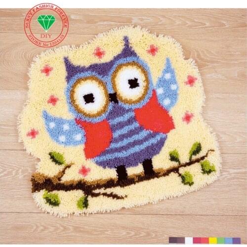 Cartoon Owl Hot Latch Hook Rug Kits DIY Needlework Unfinished Crocheting Rug Yarn Cushion Mat Embroidery Carpet Free Shipping