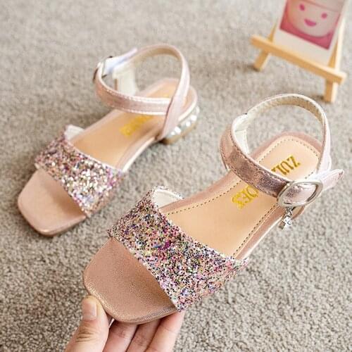 3 5 7 8 10 12 Years Child Wedges Shoes Little Girls Summer Beach Stylish Glitter Sandals 2021 New Kids Gladiator Princess Shoes
