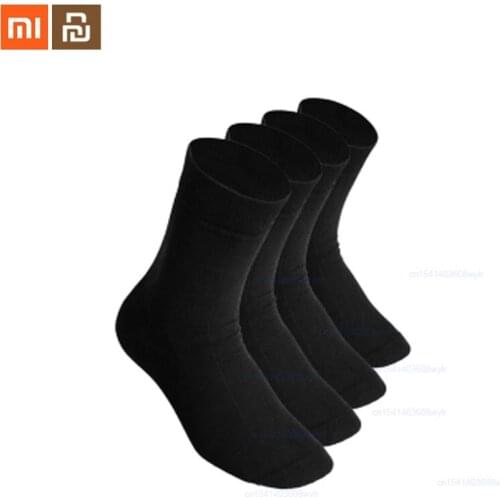 4 pairs xiaomi spring and summer thin mens socks black antibacterial deodorant moisture wicking socks smart home