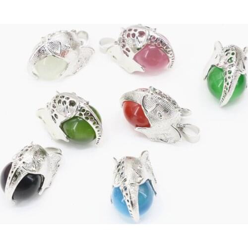 New Arrival Animal Elephant Shape Stone Pendant Jewelry Making For Women 18x28mm Charms Opal Crystal Cat Eyes Glass Inlay B3301