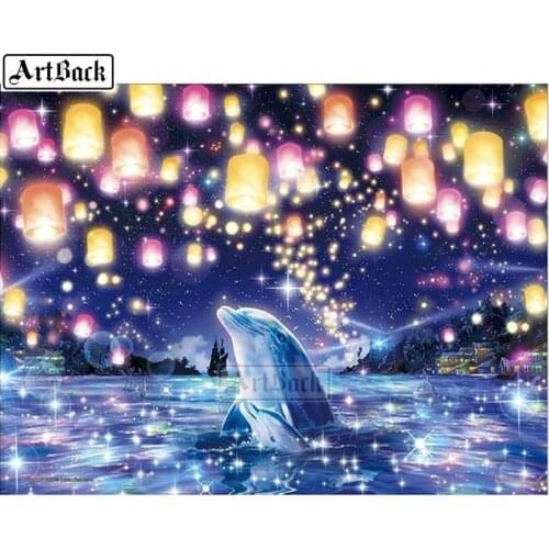 New 5d diy diamond painting dolphins animal landscape full square 3D rhinestone resin mosaic stick drill embroidered home decor
