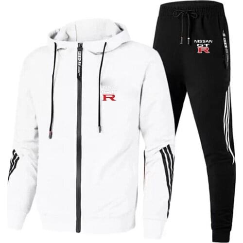 New Brand 2021 Printed Mens Sports Suit Zipper Hoodie + Pants 2-piece Casual Sportswear Mens Outdoor Jogging Sportswear