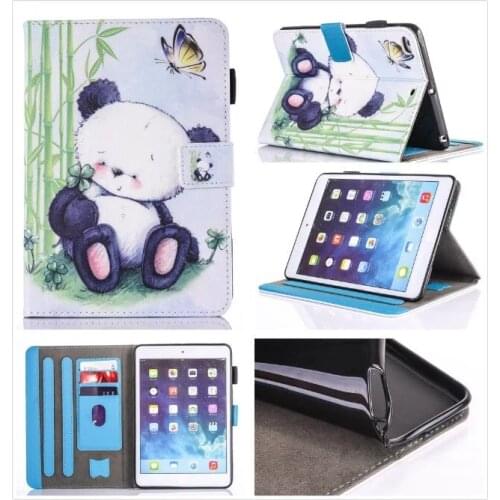 2017 New Design Cute Panda For iPad Air 2 Case PU Leather Book Folio Stand Protective Case Cover For Apple iPad 6 Case Cover