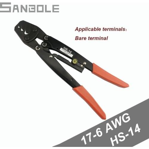 Crimping Pliers Tool HS-14 Terminal Wiring clamp Plier Straight Connection Clamp Cold-pressed terminal 17-6AWG