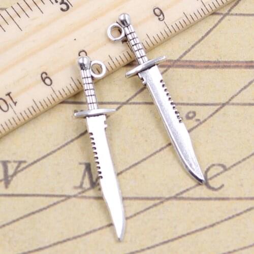 20pcs Charms Sword Dagger 43x20mm Tibetan Bronze Silver Color Pendants Antique Jewelry Making DIY Handmade Craft