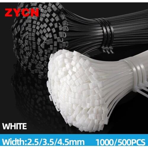 Self-Locking Plastic Nylon Tie 250/1000PCS White 5X300 Wire Zip Wraps Industrial Cable Tie Strap Fasteners 2.5X100 3.5x200 MM