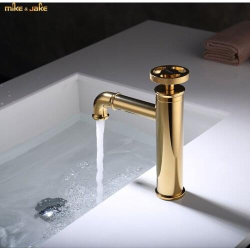 Whole brass bathroom gold basin sink tap black sink faucet Industrial style bathroom hot and cold tap Sink mixer
