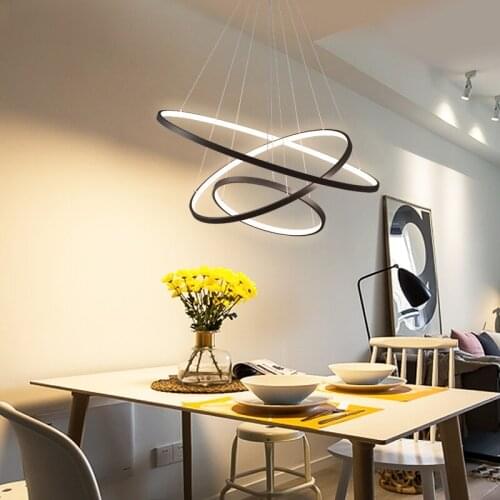 Modern LED Pendant Lights Circle Rings Aluminum Body Lamp Fixtures Kitchen Hanging Lamp Home Decor Lighting Restaurant Light