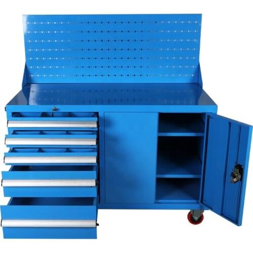 Heavy duty metal garage workshop steel tool wood top storage workbench