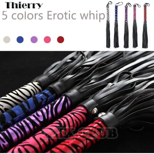 Thierry 40CM 5 color Flogger Leather Whip Spanking Bondage Whip Slave Fantasy Fetish Restraints Sex Toys For Couple Adult Games