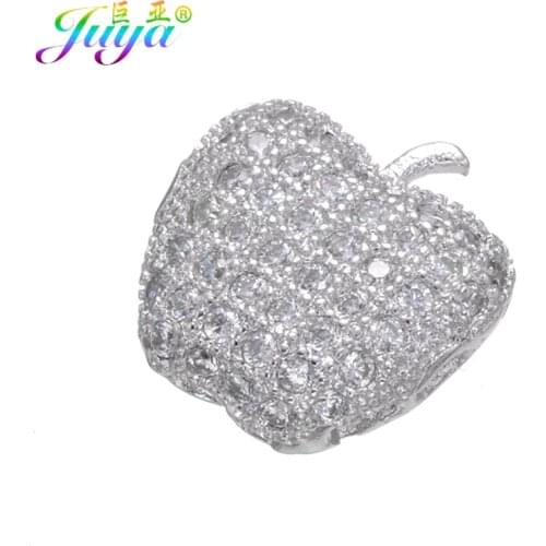 Beadwork Jewelry Beads Supplies Micro Pave Zircon Gold Apple Charm Metal Beads Accessories For Needlework Jewelry Making