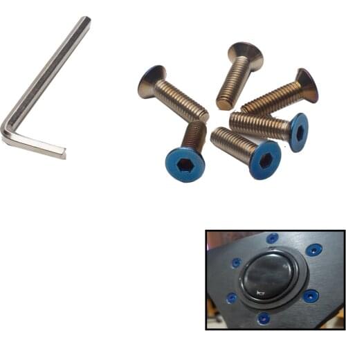 6pcs Universal Burnt Titanium Car Steering Wheel Bolts Burnt Titanium M5x15mm Hex Head Bolts with Hex Wrench