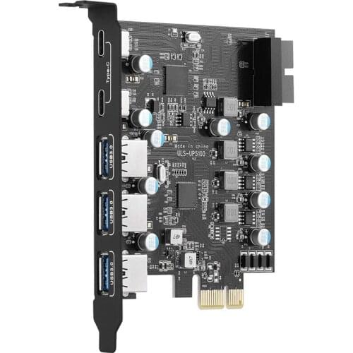 USB 3.0 5-Port PCI Express Expansion Card with Internal USB 3.0 19-Pin Connector Desktop PC for Windows Mac Pro Linux