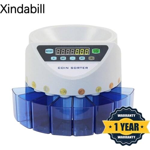 Blue Mixed Coin Value Sorter Euro Coin Counter For European Market Coins Counting machine with 8 money tube