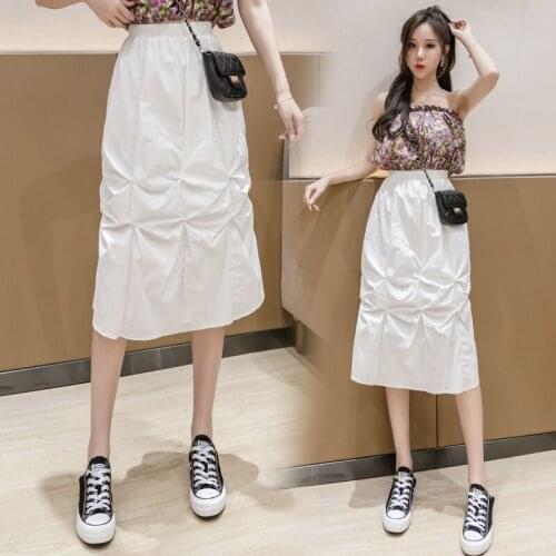 Korean Style Women Pleated Skirt 2021 Summer Harajuku High Waist Skirts Female Elegant Sweet Ins Fashion юбка с высокой талией