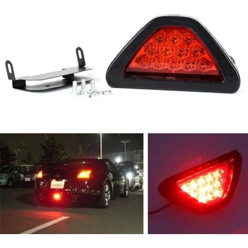 1 x Car Brake Lamp 12V Triangle 12LED Red F1 Style Car Offroad Low Third Brake Stop Light Universal Accessories Singnal Lamp