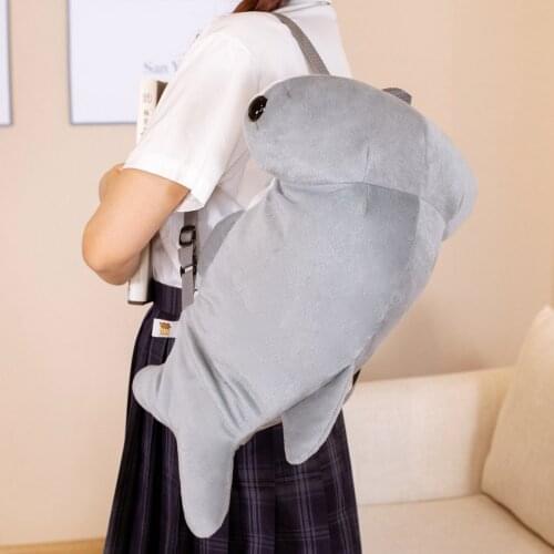 1pc 55cm Plush Hammerhead Grey Shark Backpack Toys Simulation Shark Dolls Stuffed Soft Student Backpack for Children Kids Gift